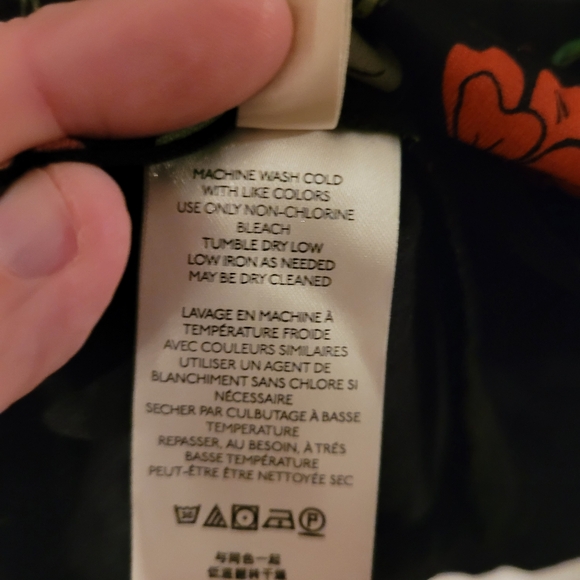 Free People Floral Black Long Sleeve Women's Top Size Large - Picture 6 of 10